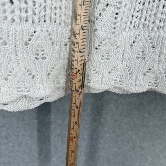 Unbranded Open Knit Crochet Maxi Dress Cover Up Size M White Sheer Beachy Casual - Picture 9 of 11